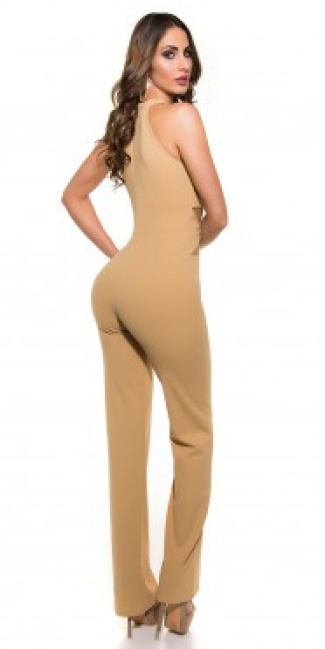 Neck jumpsuit with insight Champagne